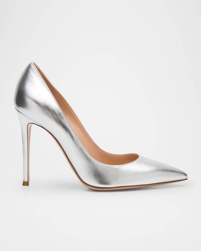 Gianvito 105 Metallic Nappa Leather Pointed-Toe Pumps